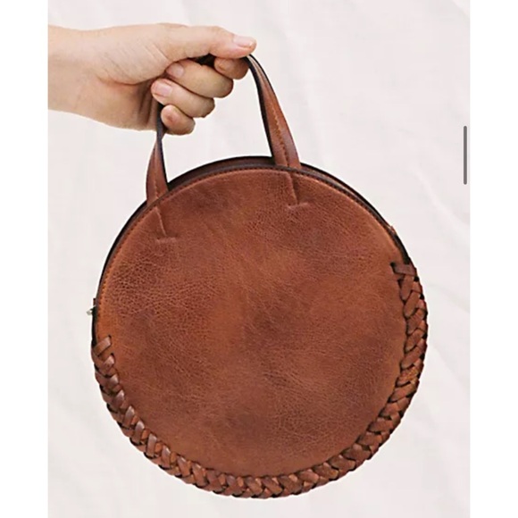 Free People Distressed Red Brown Leather Braided Bag - Picture 1 of 4